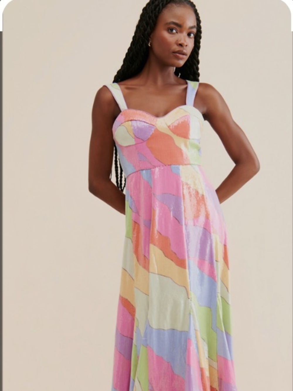 Hutch Pastel Multi-Striped Bustier Maxi Dress